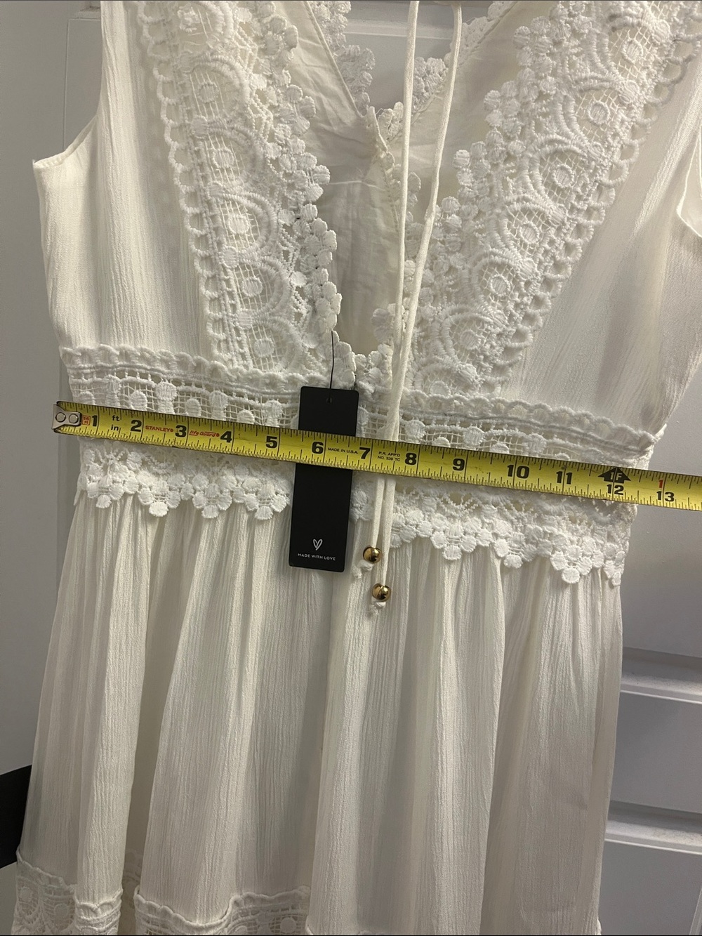 Lulus Spanish Sun White Sleeveless Tiered Lace Maxi Dress Size Medium - Picture 9 of 11